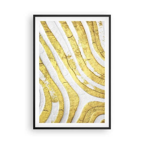 Plakat w czarnej ramie - Kompozycja w bieli i złocie - 61x91 cm