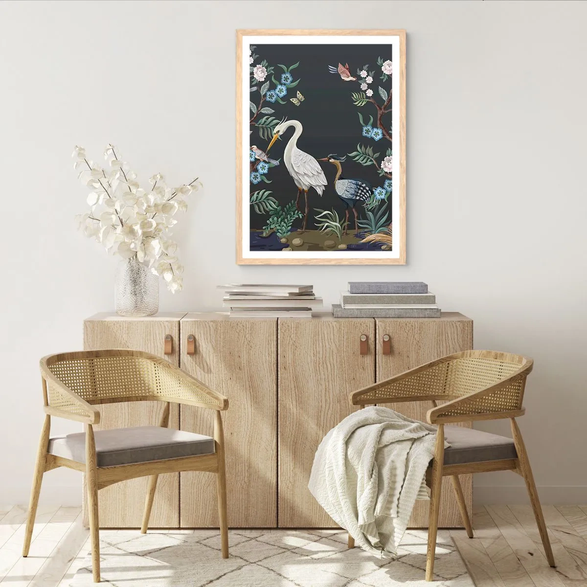 Plakat w ramie jasny dąb - Ptasia parada - 30x40 cm