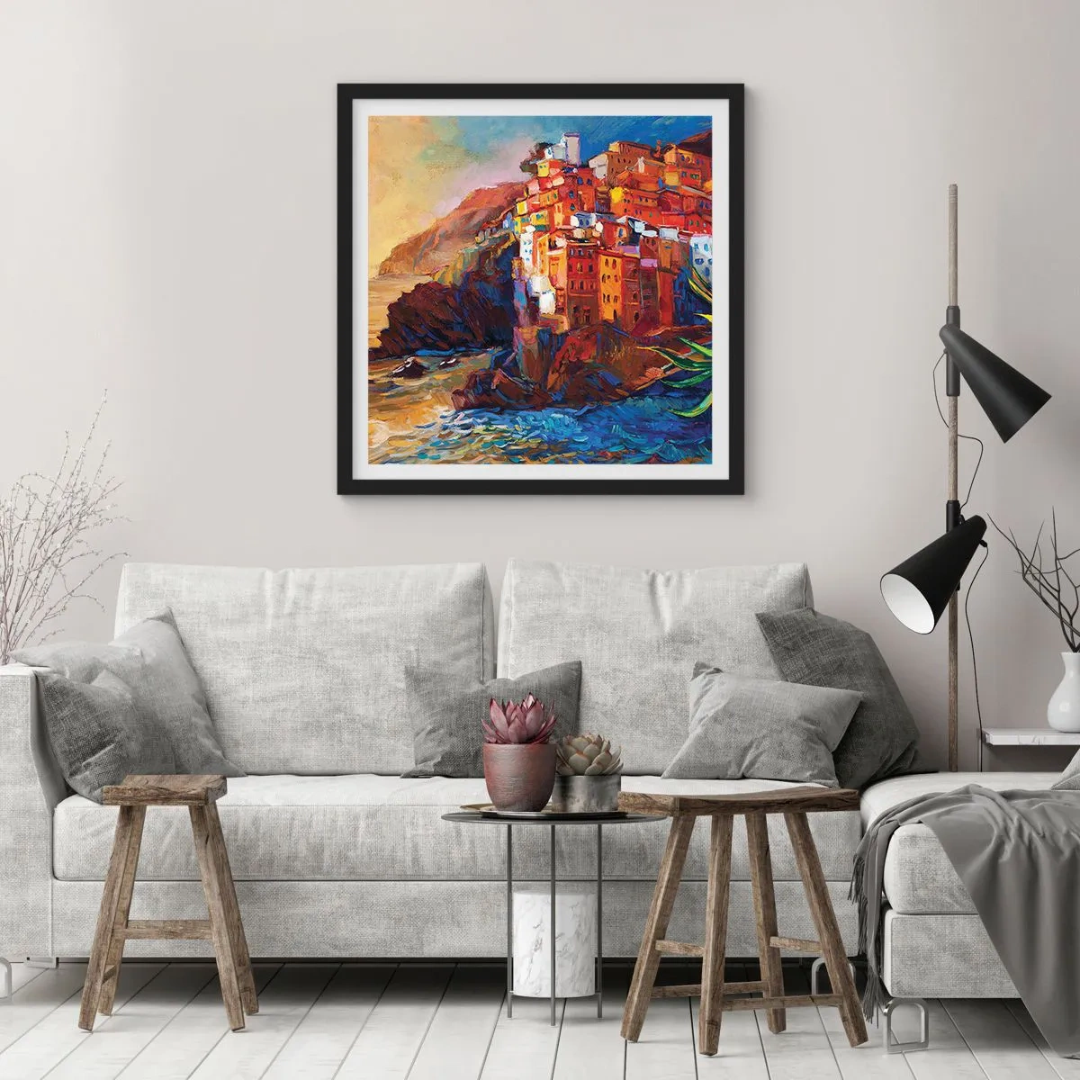 Plakat w czarnej ramie - Włoskie klimaty - 40x40 cm