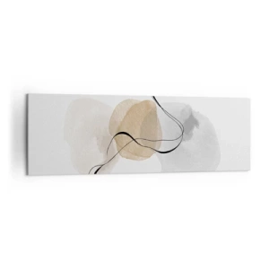 Obraz na płótnie - Minimalistyczna abstrakcja w odcieniach beżu i szarości - 160x50cm - Powietrzne paciorki - Nowoczesna dekoracja ścienna do salonu i sypialni ARTTOR
