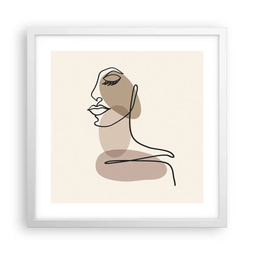 Plakat w białej ramie - Zasłuchana w siebie - 40x40 cm
