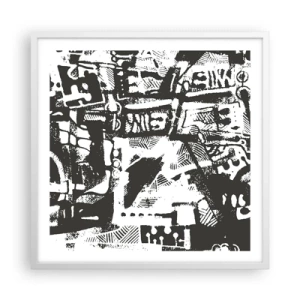 Plakat w białej ramie - Porządek czy chaos? - 60x60 cm