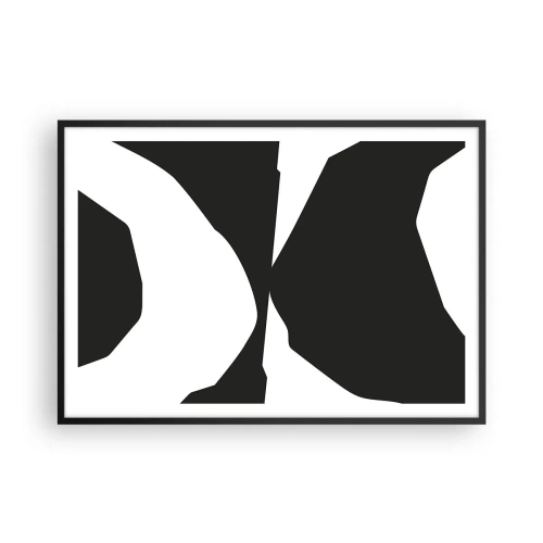 Plakat w czarnej ramie - Abstrakcyjny kontrastowy wzór w czerni i bieli - 100x70cm - Pozytyw -negatyw - Nowoczesna dekoracja ścienna do salonu i sypialni ARTTOR
