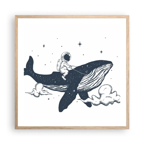 Plakat w ramie jasny dąb - Kosmiczna przygoda - 60x60 cm