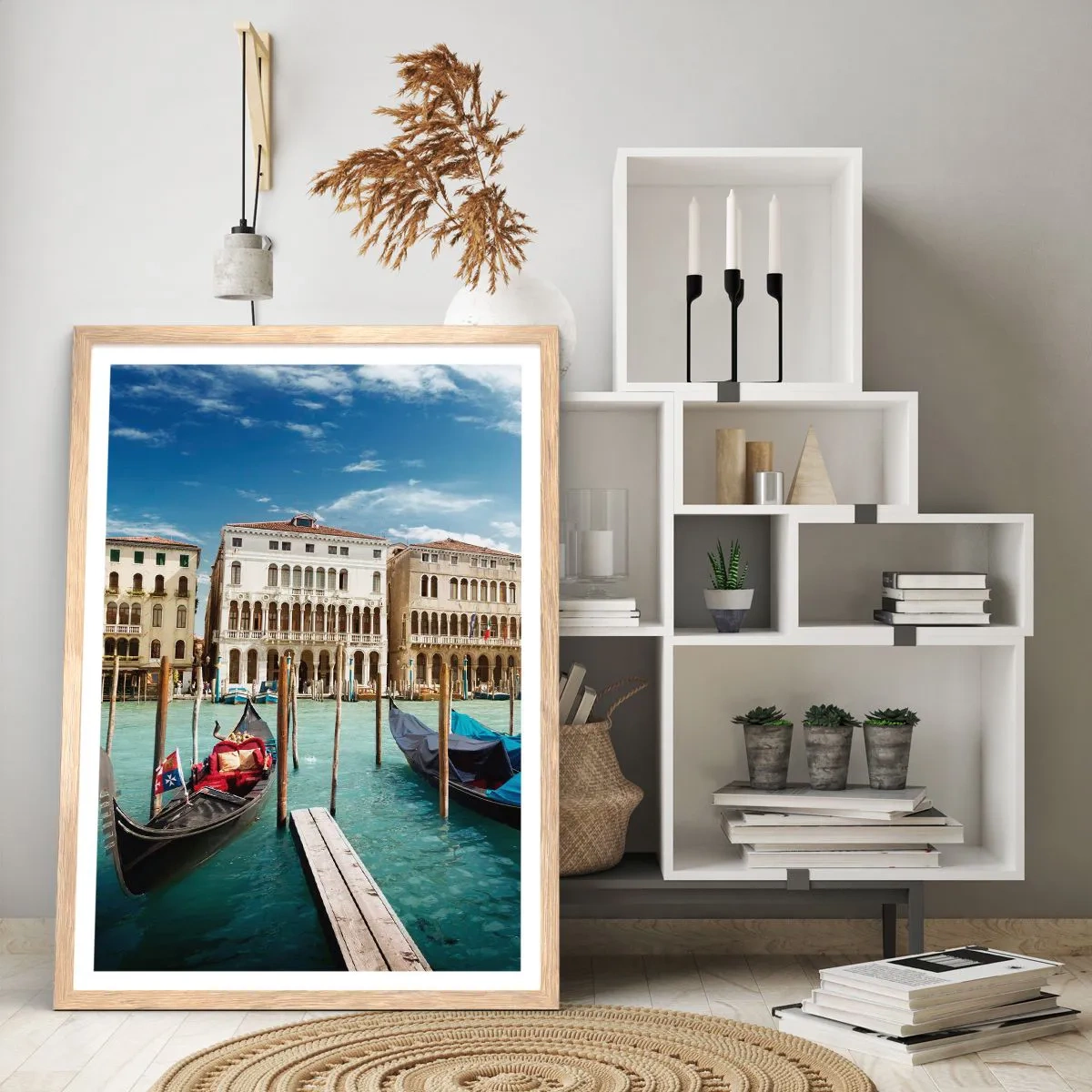 Plakat w ramie jasny dąb - Pałace w błękicie - 70x100 cm