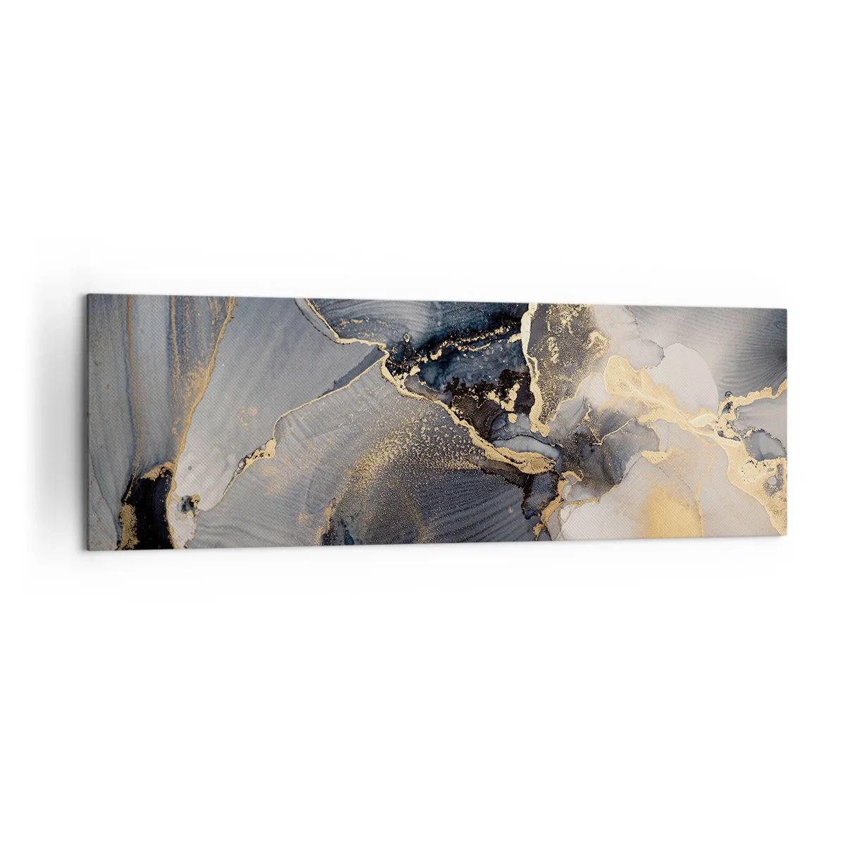 Obraz na płótnie - Abstrakcyjne złoto i szarość na płótnie - 160x50cm - Życie kamienia - Nowoczesna dekoracja ścienna do salonu i sypialni ARTTOR