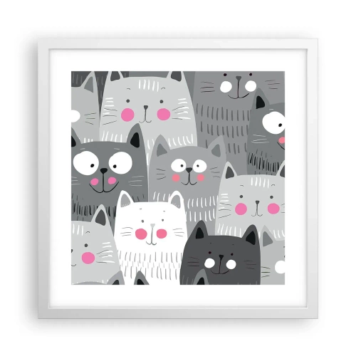 Plakat w białej ramie - Koci świat - 40x40 cm