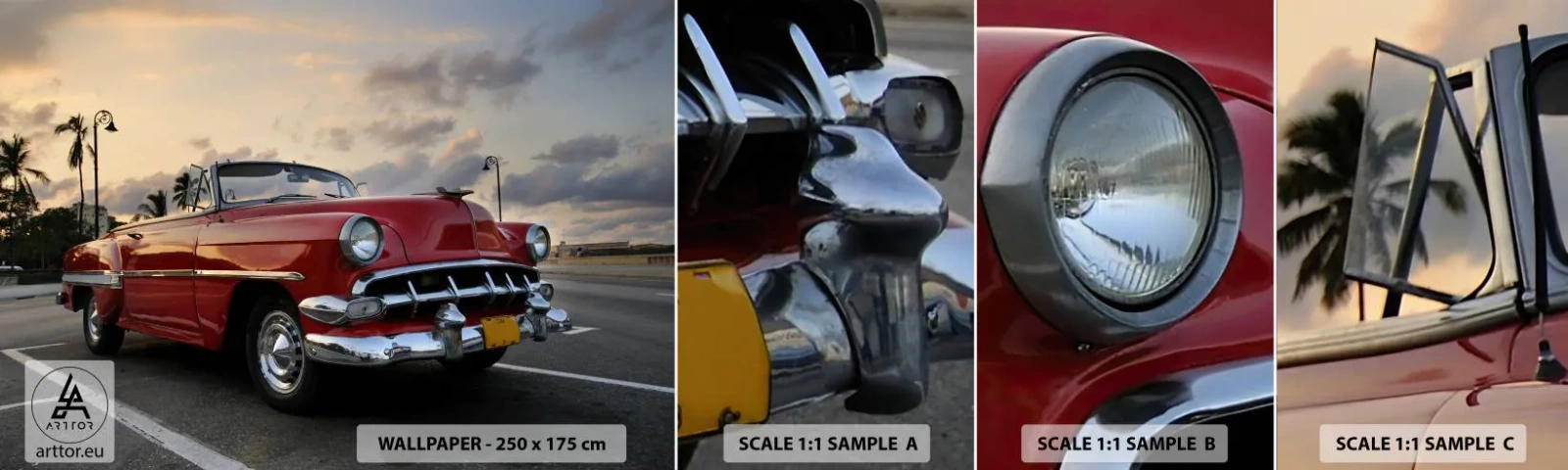 Fototapeta Próbka Samoprzylepna Deluxe Sticker - Czerwony żar tropików - Samochód, Motoryzacja, Vintage - 100x30 cm