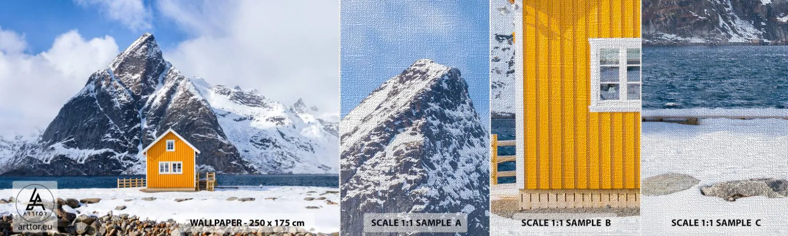 Fototapeta Próbka Premium Canvas - Skandynawskie wakacje - Zima, Alpy, Góry - 100x30 cm