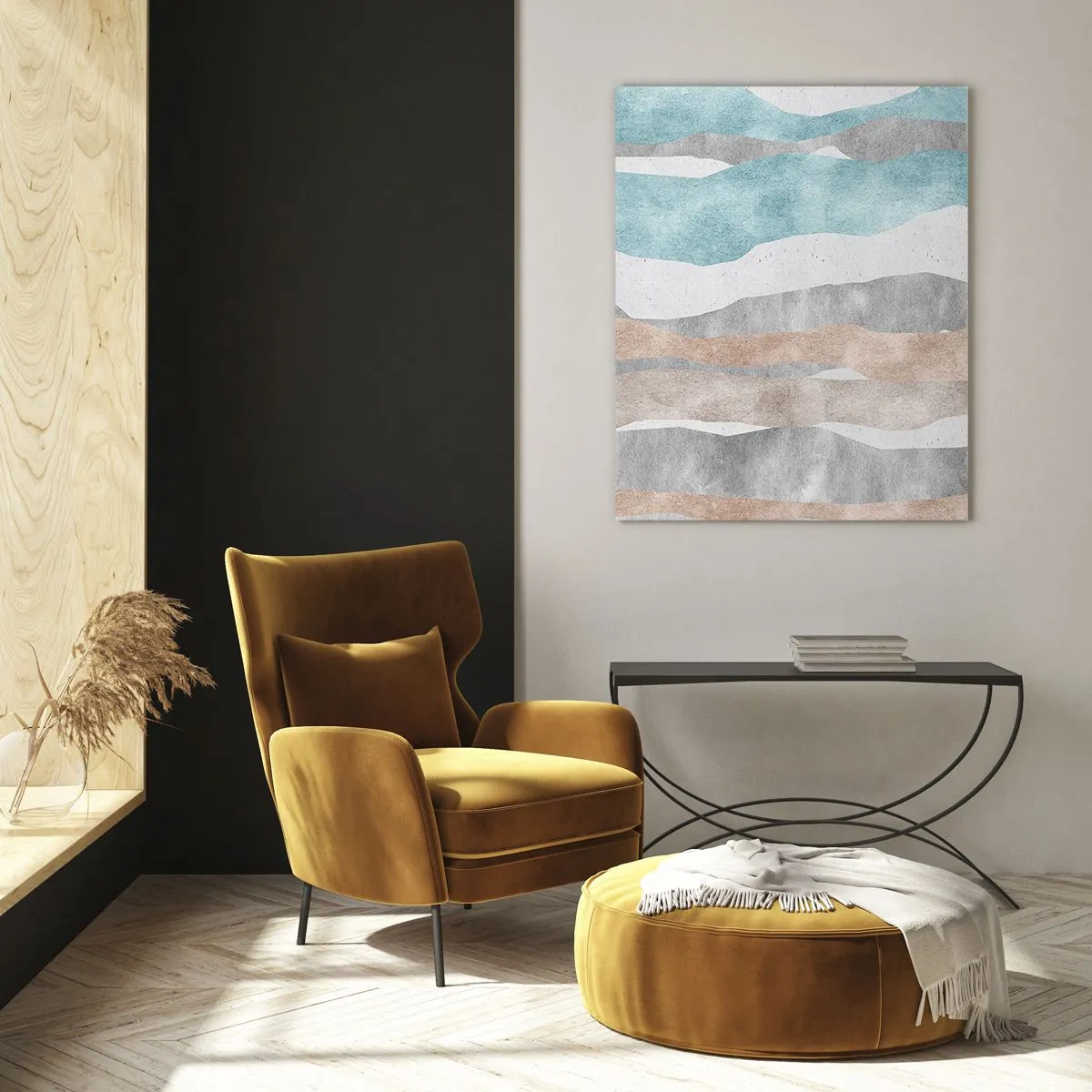 Obraz na szkle - Abstrakcyjne pasy w pastelowych odcieniach - 70x100cm - Studium bliskości - Nowoczesna dekoracja ścienna do salonu i sypialni ARTTOR