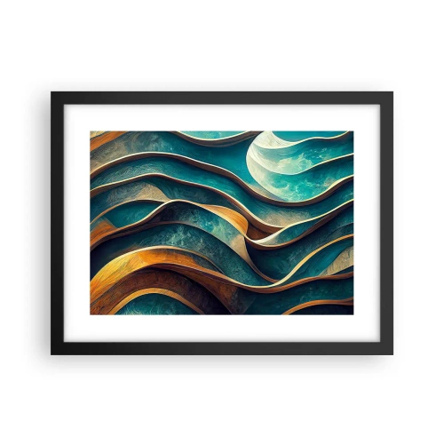 Plakat w czarnej ramie - Meandry błękitu - 40x30 cm