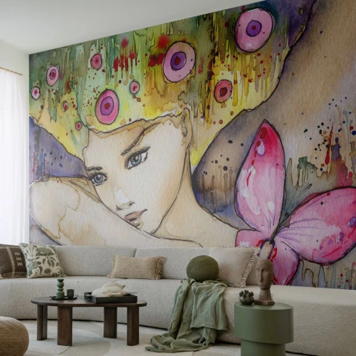 Fototapeta Samoprzylepna Deluxe Sticker - Motyla księżniczka - Abstrakcja, Kobieta, Akwarele - 150x105 cm