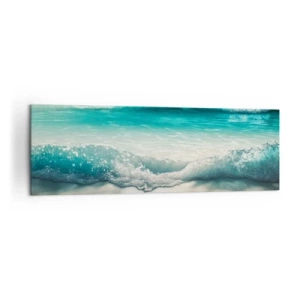 Obraz na płótnie - Fale oceanu na jasnej piaszczystej plaży - 160x50cm - Spokój oceanu - Nowoczesna dekoracja ścienna do salonu i sypialni ARTTOR