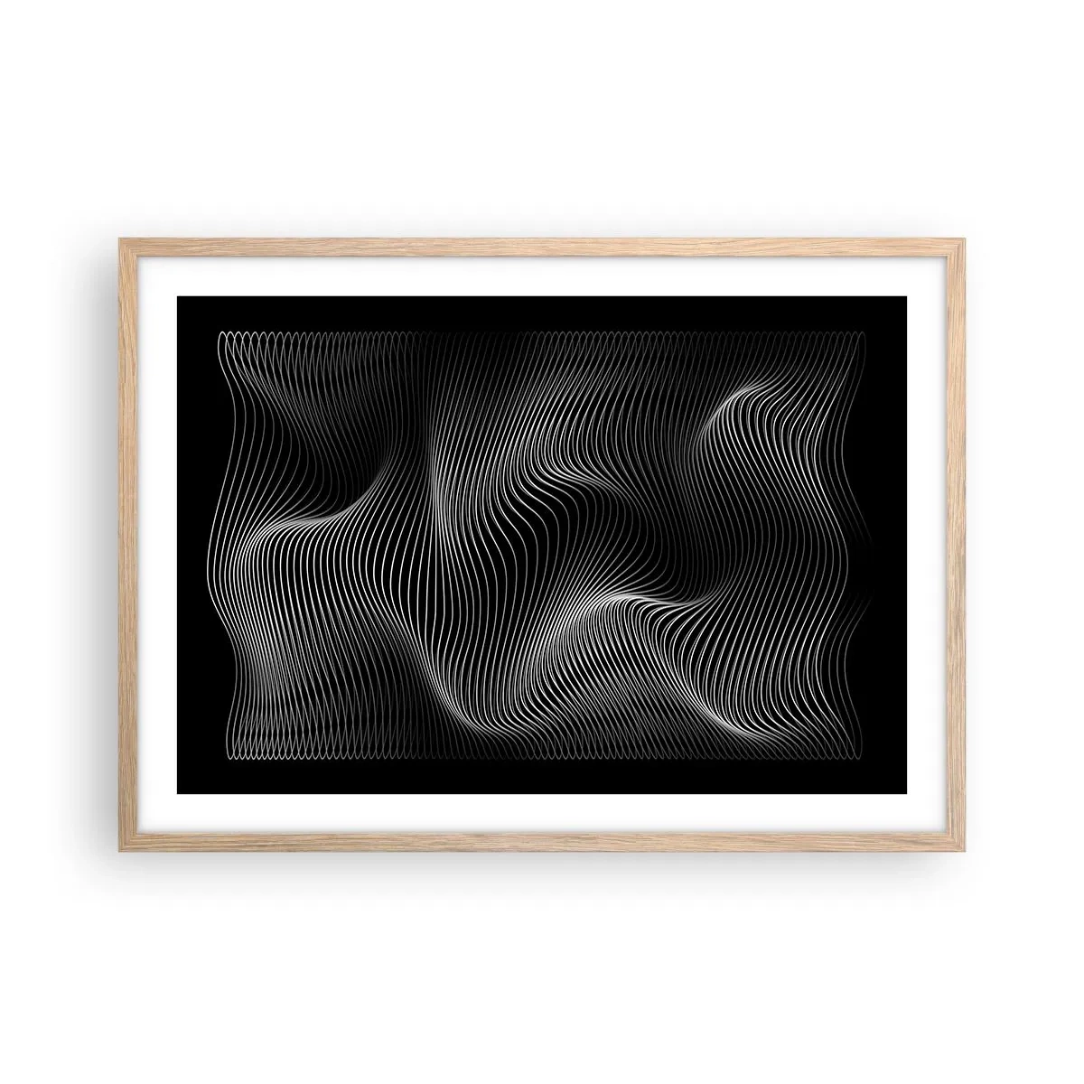 Plakat w ramie jasny dąb - Taniec światła w przestrzeni - 70x50 cm