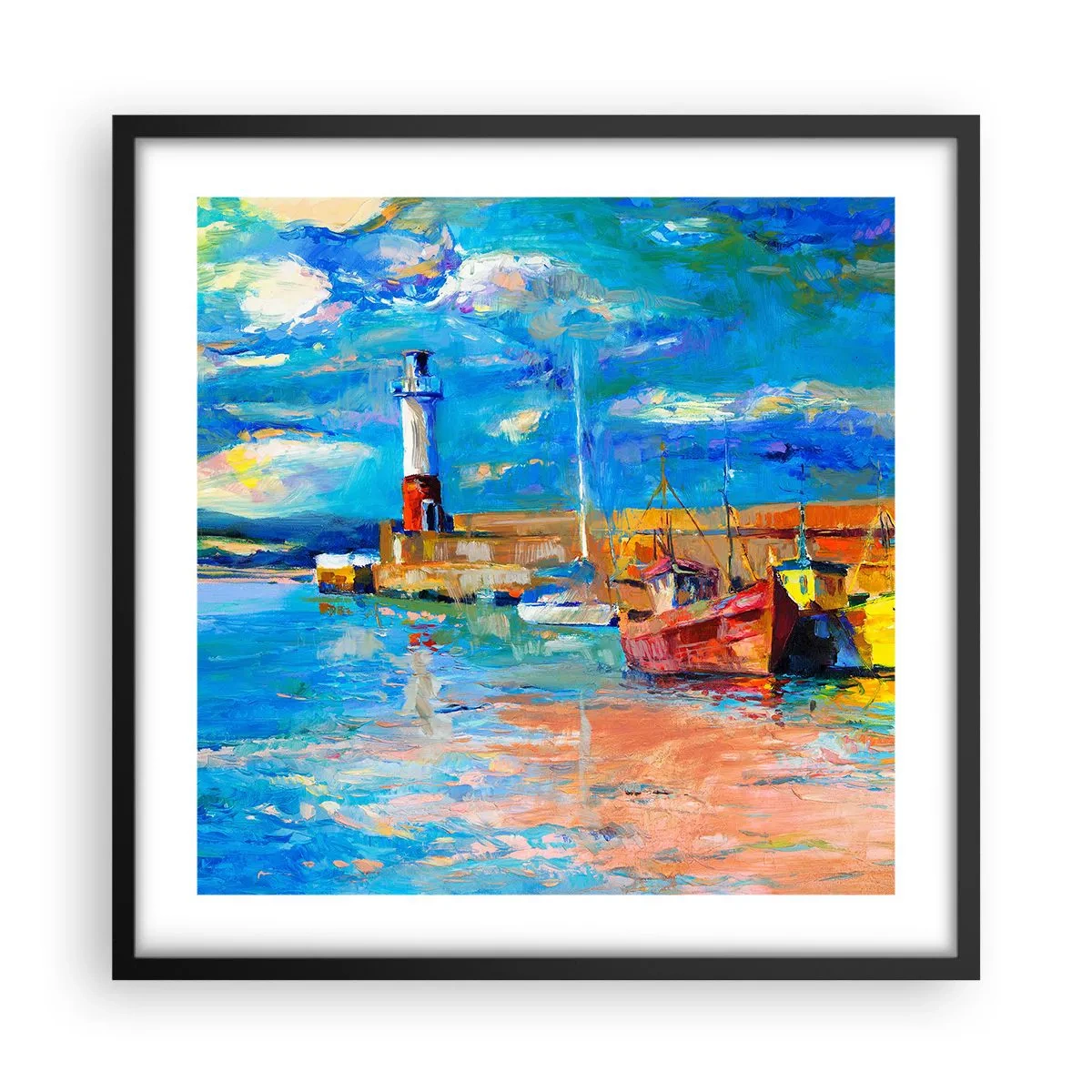 Plakat w czarnej ramie - Popołudnie w tęczowej zatoce - 50x50 cm