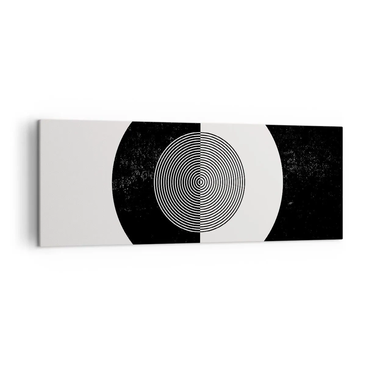 Obraz na płótnie - Graficzny wzór w kontrastujących czerni i bieli - 140x50cm - Harmonia w czerni i bieli - Nowoczesna dekoracja ścienna do salonu i sypialni ARTTOR