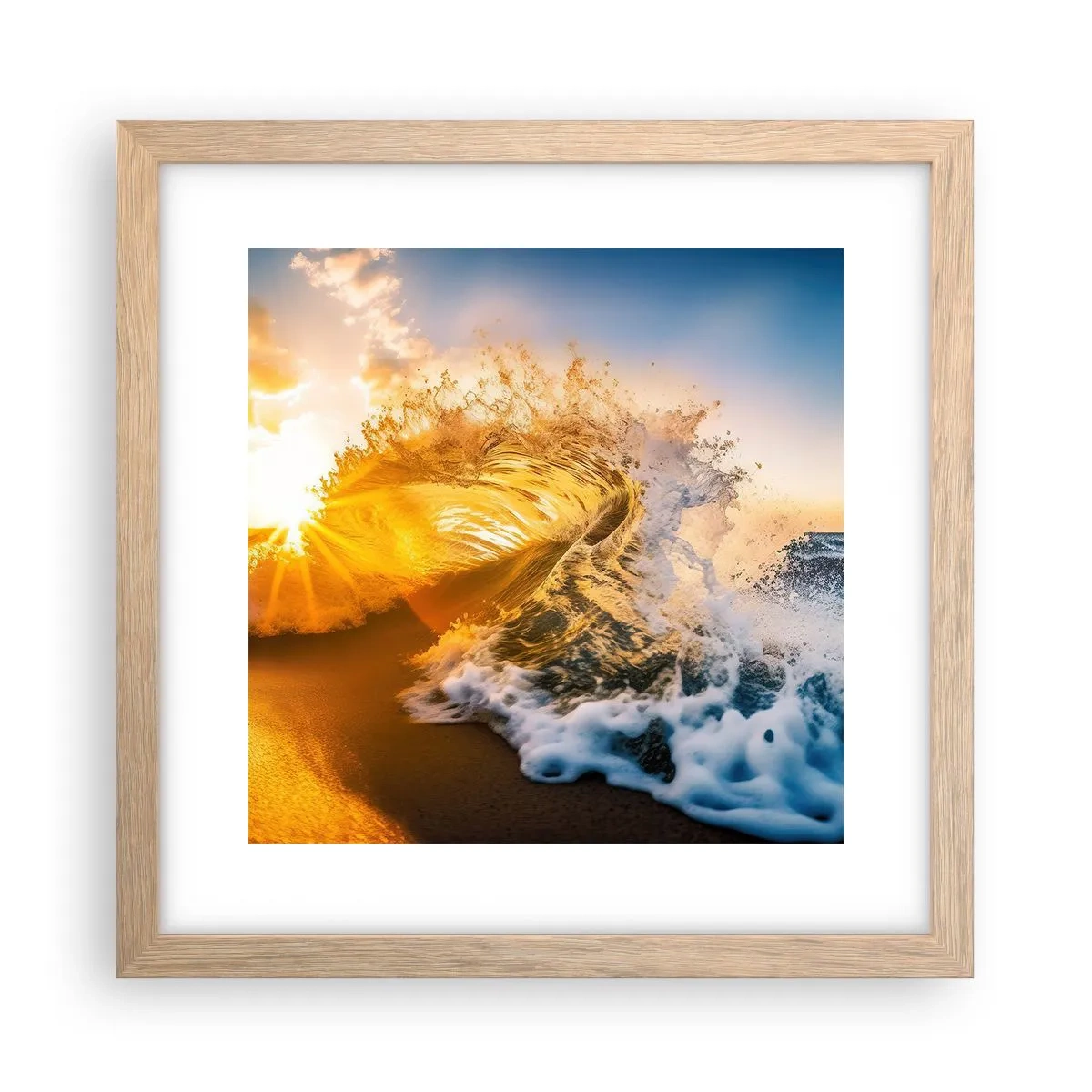 Plakat w ramie jasny dąb - Zabawa na piasku - 30x30 cm