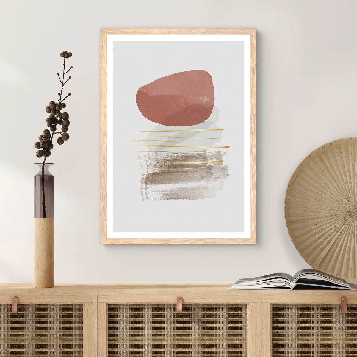 Plakat w ramie jasny dąb - Abstrakcyjna kolumnada - 40x50 cm