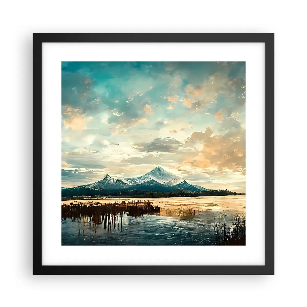 Plakat w czarnej ramie - Pod opieką nieba - 40x40 cm