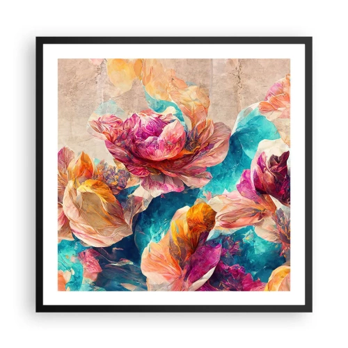 Plakat w czarnej ramie - Barwny przepych bukietu - 60x60 cm
