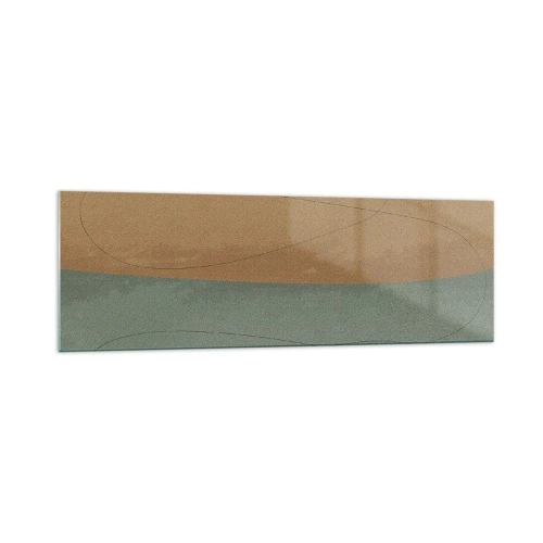 Obraz na szkle - Abstrakcyjna kompozycja w naturalnych odcieniach ziemi - 160x50cm - Kompozycja horyzontalna - Nowoczesna dekoracja ścienna do salonu i sypialni ARTTOR