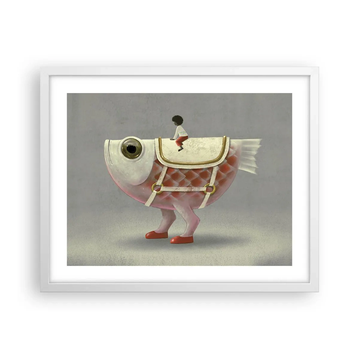Plakat w białej ramie - Ryboński jeździec - 50x40 cm