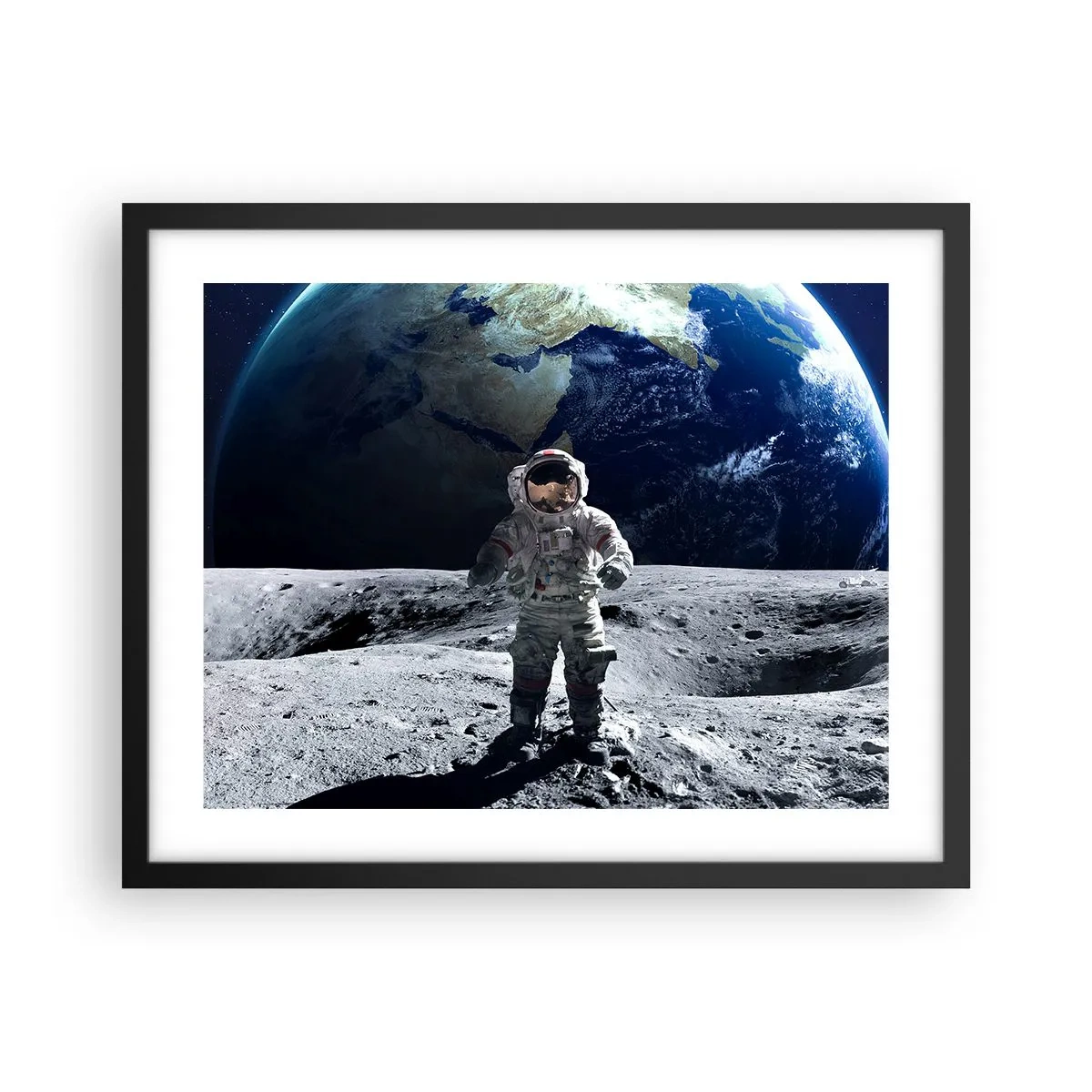 Plakat w czarnej ramie - Pozdrowienia z Księżyca - 50x40 cm