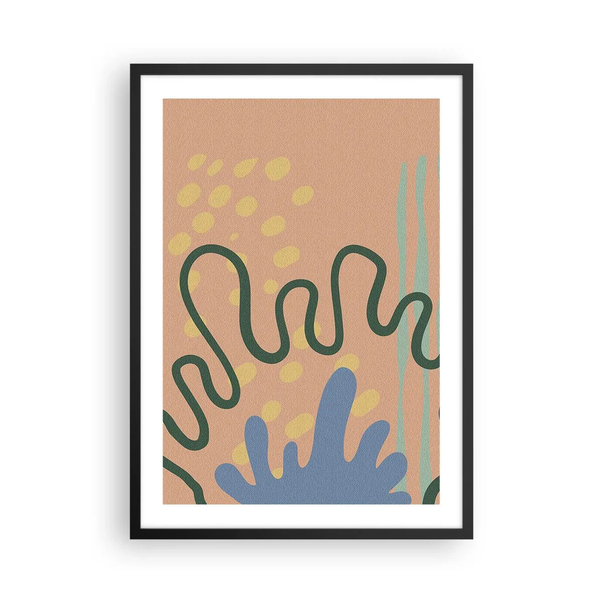 Plakat w czarnej ramie - Abstrakcyjna kompozycja w ciepłych barwach - 50x70cm - Abstrakcja: różnorodność natury - Nowoczesna dekoracja ścienna do salonu i sypialni ARTTOR