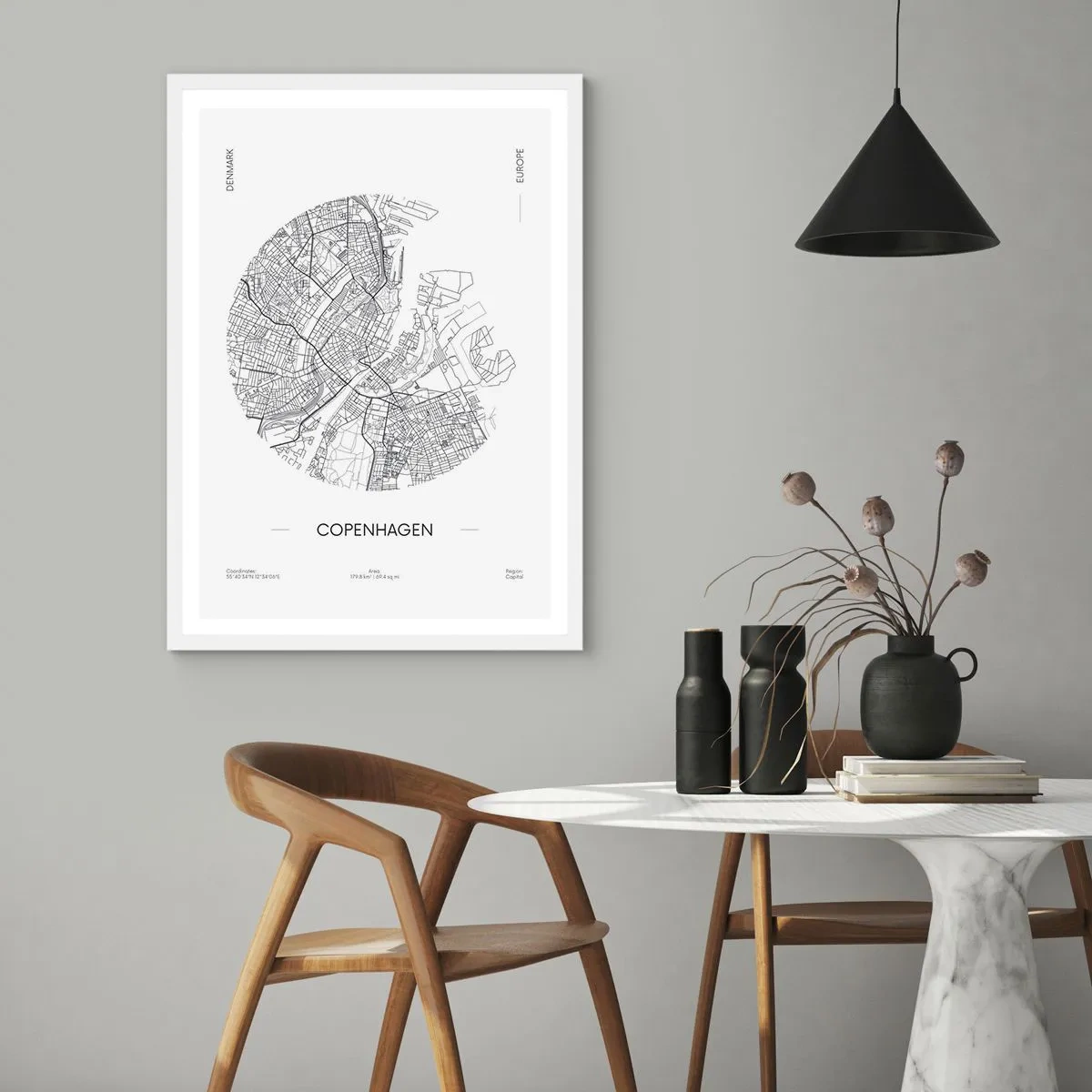 Plakat w białej ramie - Anatomia Kopenhagi - 70x100 cm