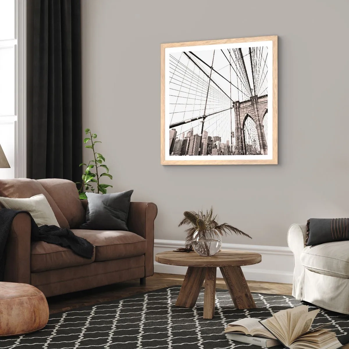 Plakat w ramie jasny dąb - Nowojorska katedra - 50x50 cm