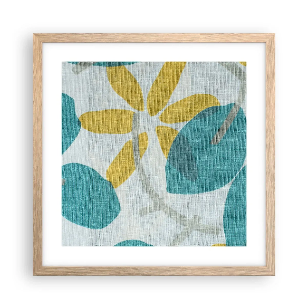 Plakat w ramie jasny dąb - Wśród lazurowych liści - 40x40 cm