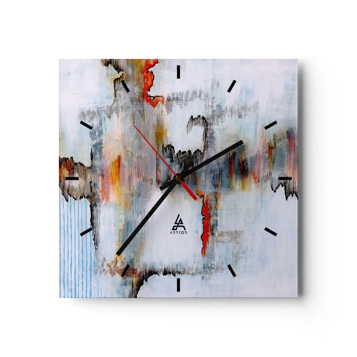 Zegar ścienny - Abstrakcyjny wzór z żywymi kolorami na jasnym tle - 30x30cm - Patykiem na wodzie - Nowoczesna dekoracja ścienna do salonu i sypialni ARTTOR