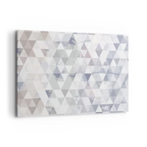 Obraz na płótnie - Geometryczny wzór z trójkątów w pastelowych odcieniach - 100x70cm - W rytmie na trzy - Nowoczesna dekoracja ścienna do salonu, kuchni i sypialni ARTTOR