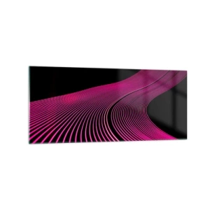 Obraz na szkle - Futurystyczne linie w odcieniach różu na czarnym tle - 120x50cm - Aleja światła - Nowoczesna dekoracja ścienna do salonu i sypialni ARTTOR