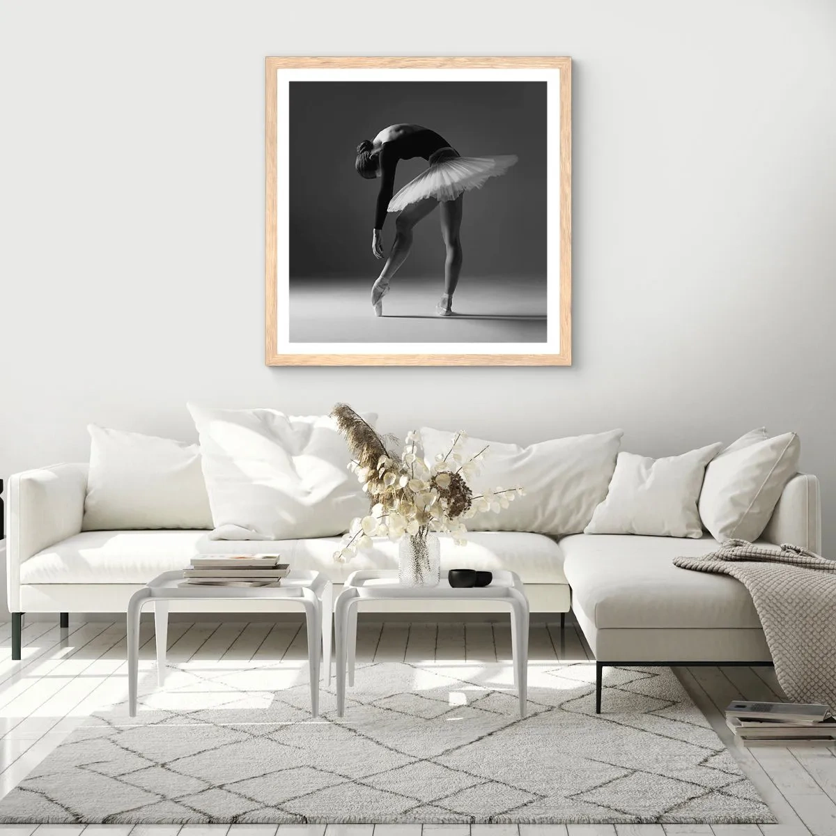 Plakat w ramie jasny dąb - Bella balerina - 30x30 cm