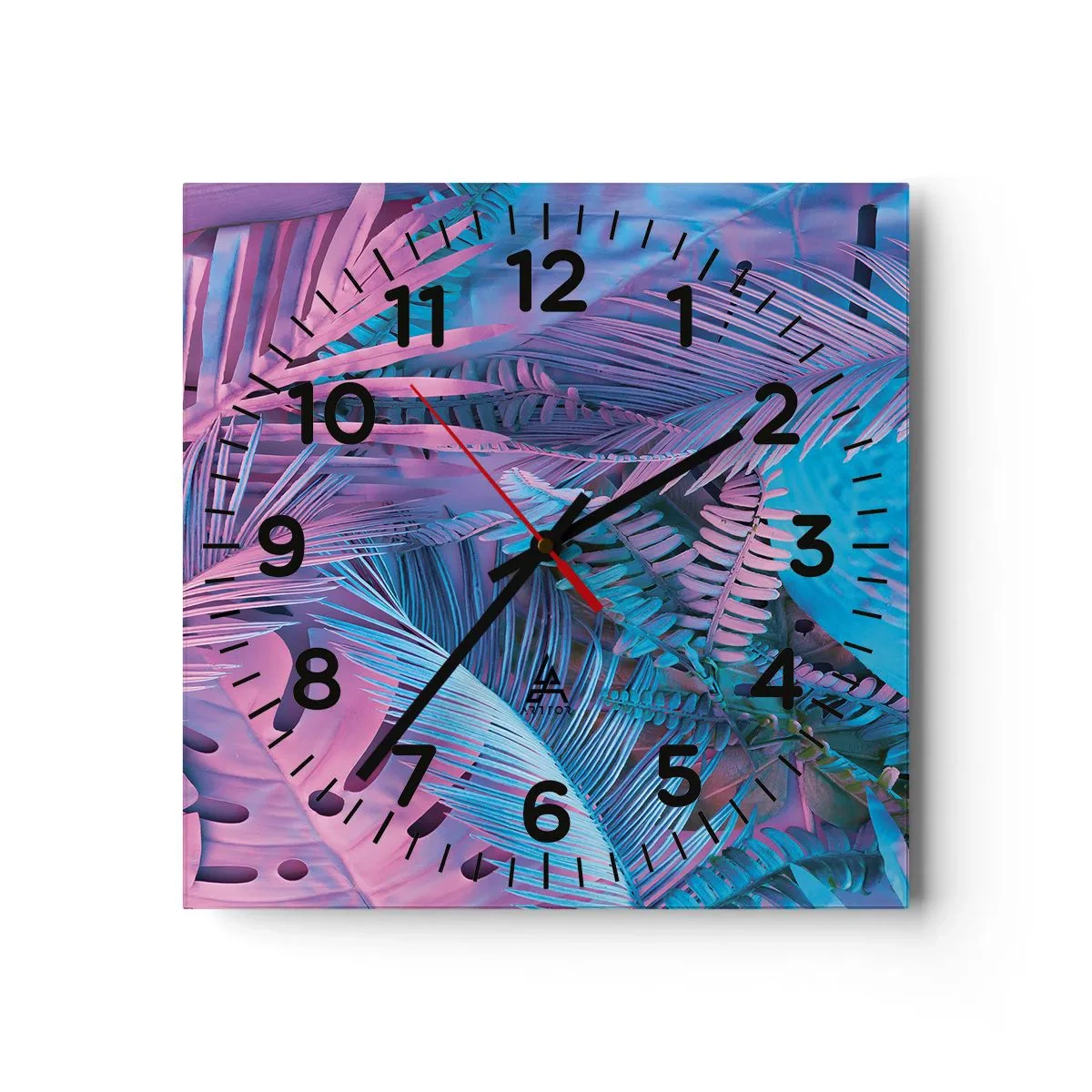 Zegar ścienny - Tropiki w różu i błękicie - 30x30 cm