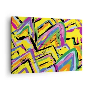 Obraz na płótnie - Żywa abstrakcja w jaskrawych kolorach i dynamicznych kształtach - 70x50cm - Aż krzyczy z radości - Nowoczesna dekoracja ścienna do salonu i sypialni ARTTOR