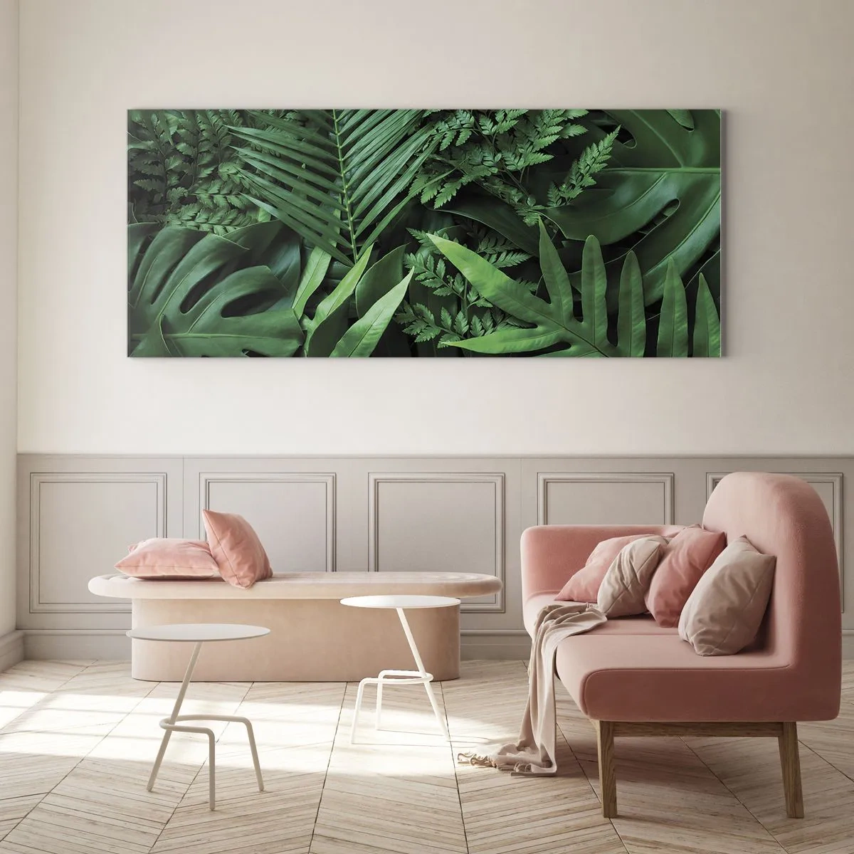 Obraz na szkle - Utulone w zieleni - 100x40 cm
