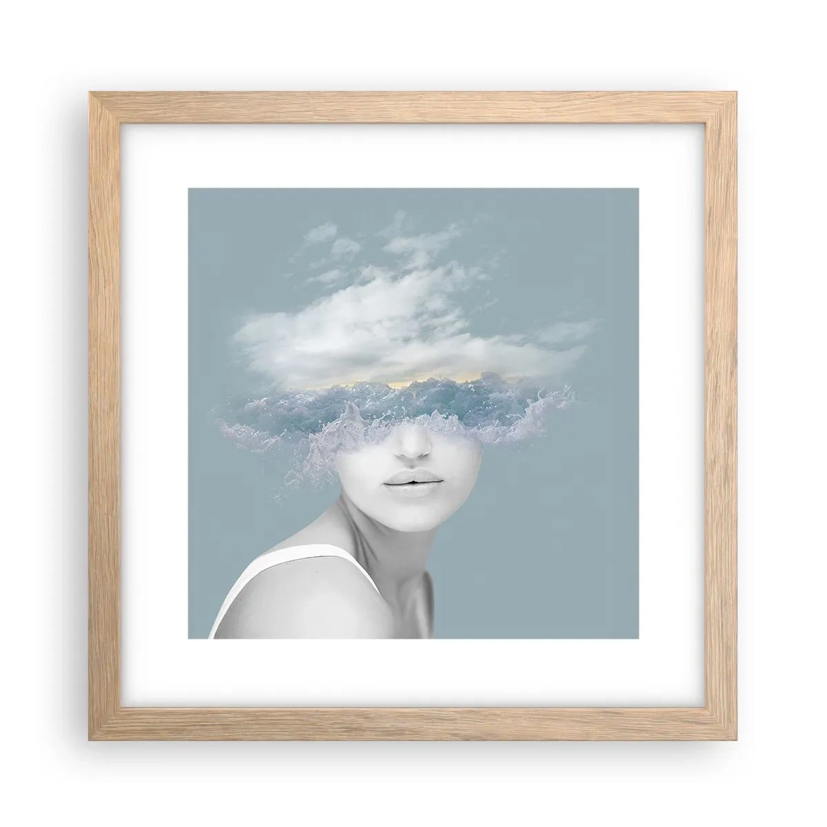 Plakat w ramie jasny dąb - Z głową w chmurach - 30x30 cm