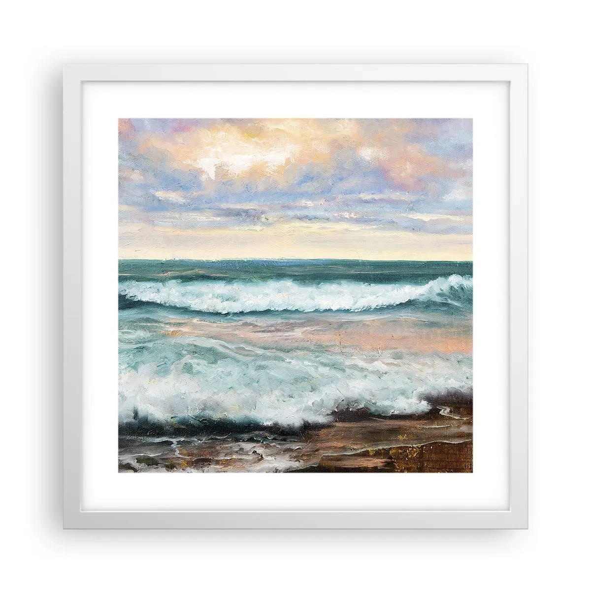 Plakat w białej ramie - Tutaj wygładzisz duszę - 40x40 cm