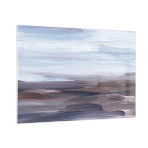 Obraz na szkle - Poziome smugi wody w odcieniach błękitu i brązu w stylu abstrakcyjnym - 100x70cm - Żywioły: woda - Nowoczesna dekoracja ścienna do salonu, kuchni i sypialni ARTTOR