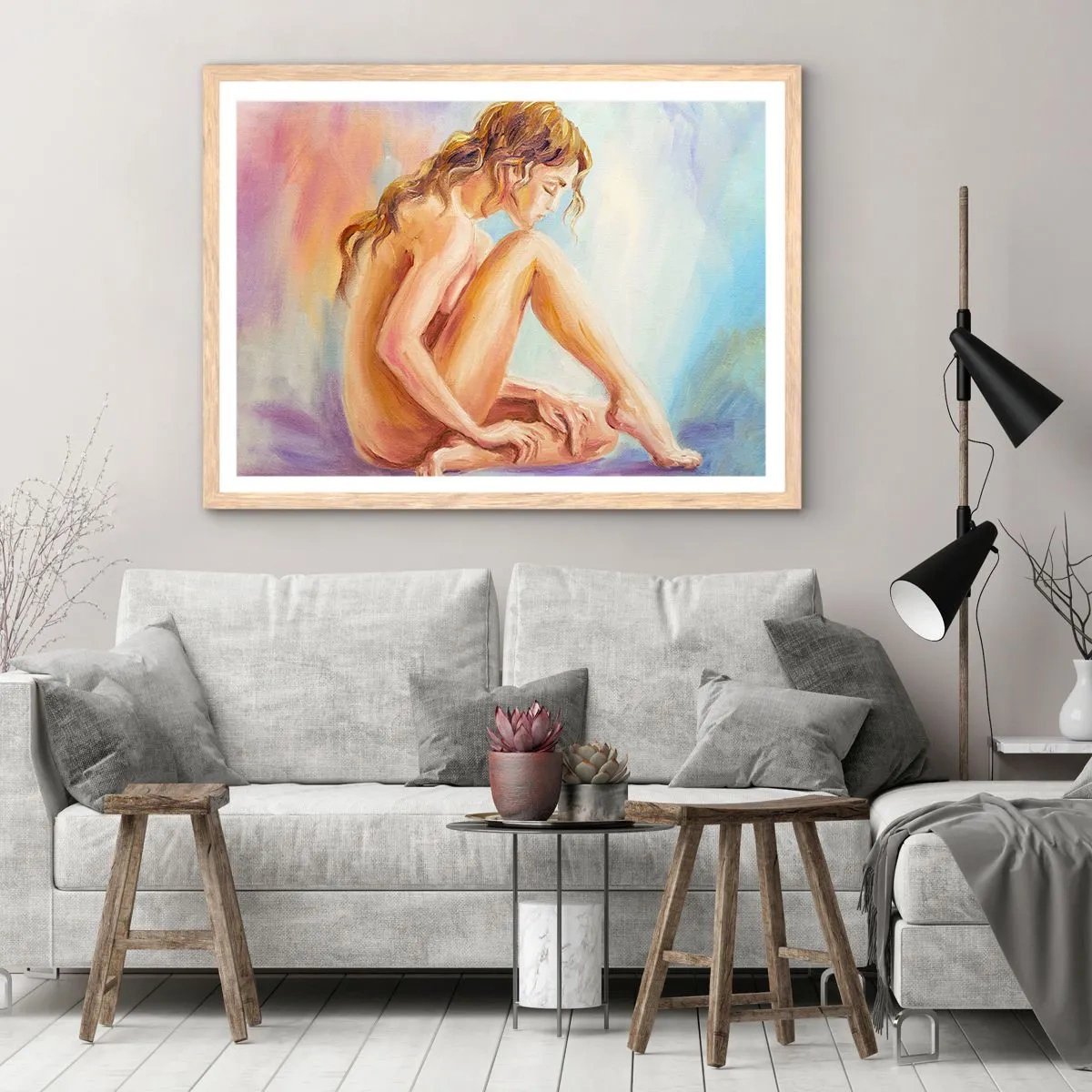 Plakat w ramie jasny dąb - Akt młodości - 70x50 cm