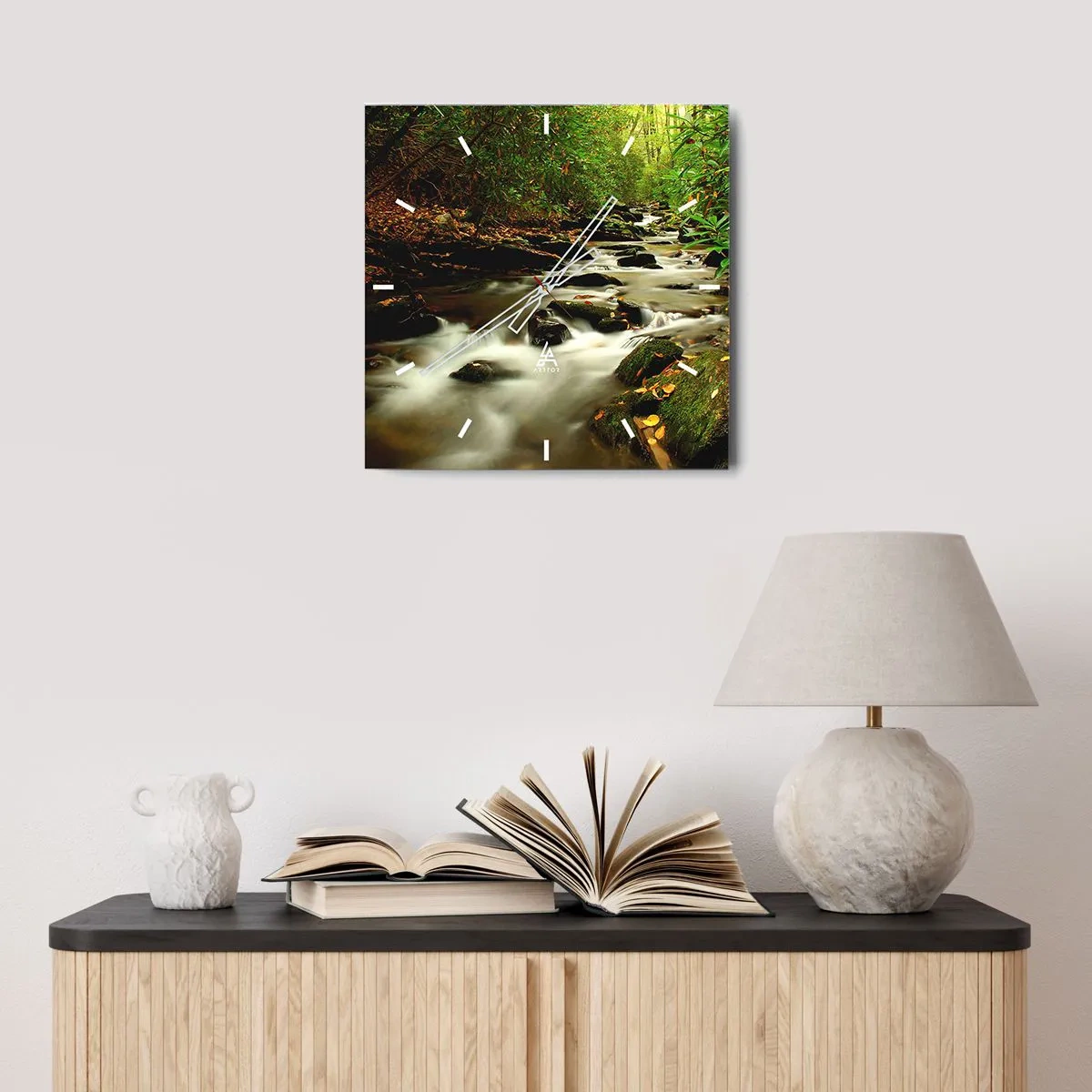 Zegar ścienny - Jak płynne srebro - 40x40 cm