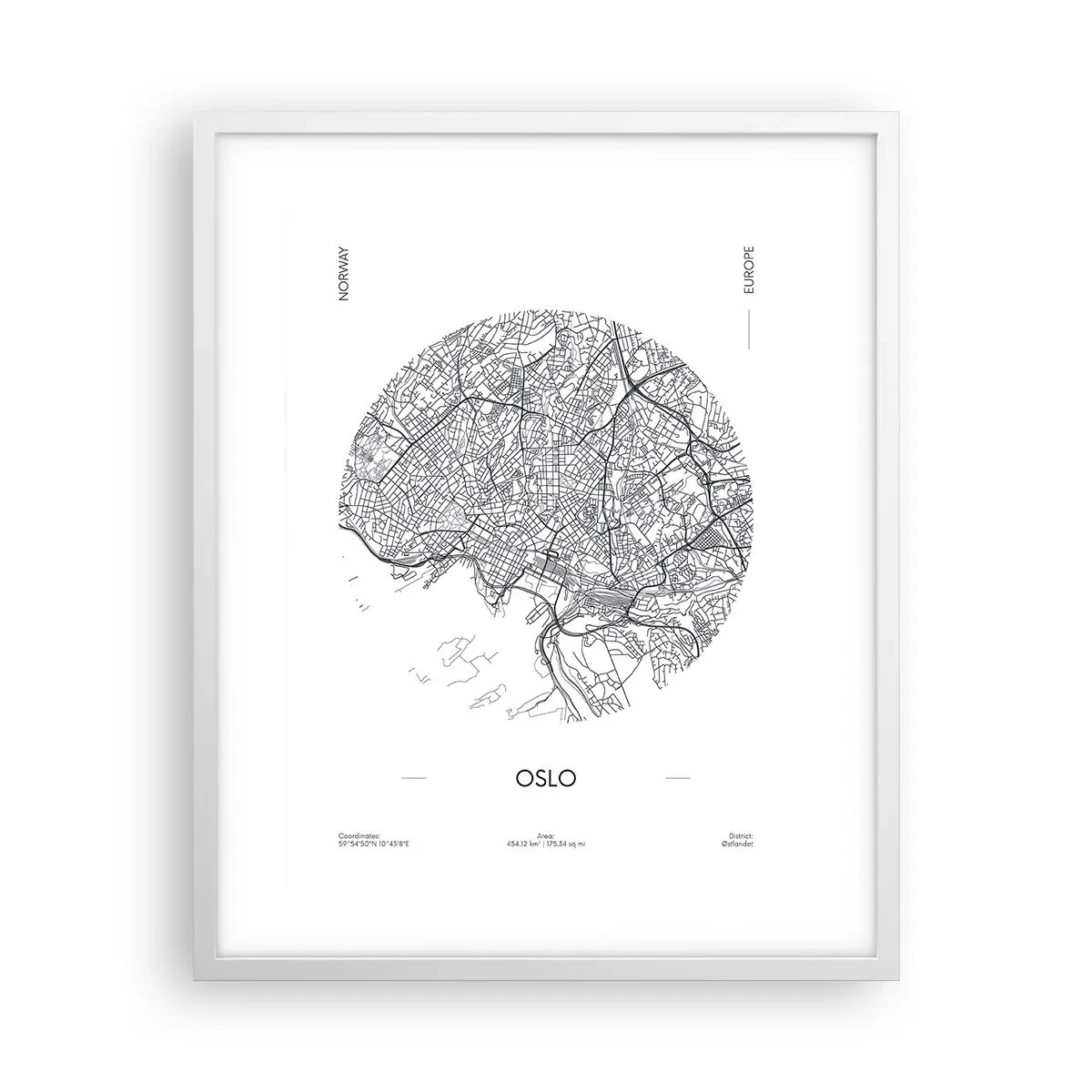Plakat w białej ramie - Anatomia Oslo - 40x50 cm