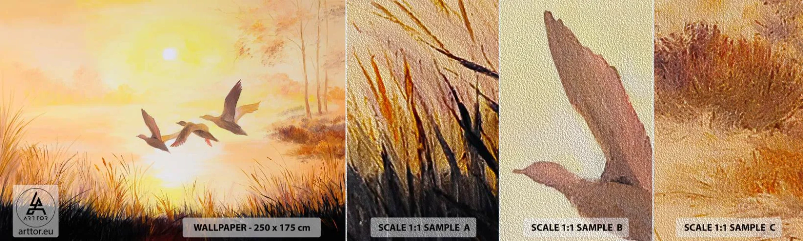 Fototapeta Próbka Premium Sand - Początek dalekiej podróży - Natura, Dzika Kaczka, Krajobraz - 100x30 cm