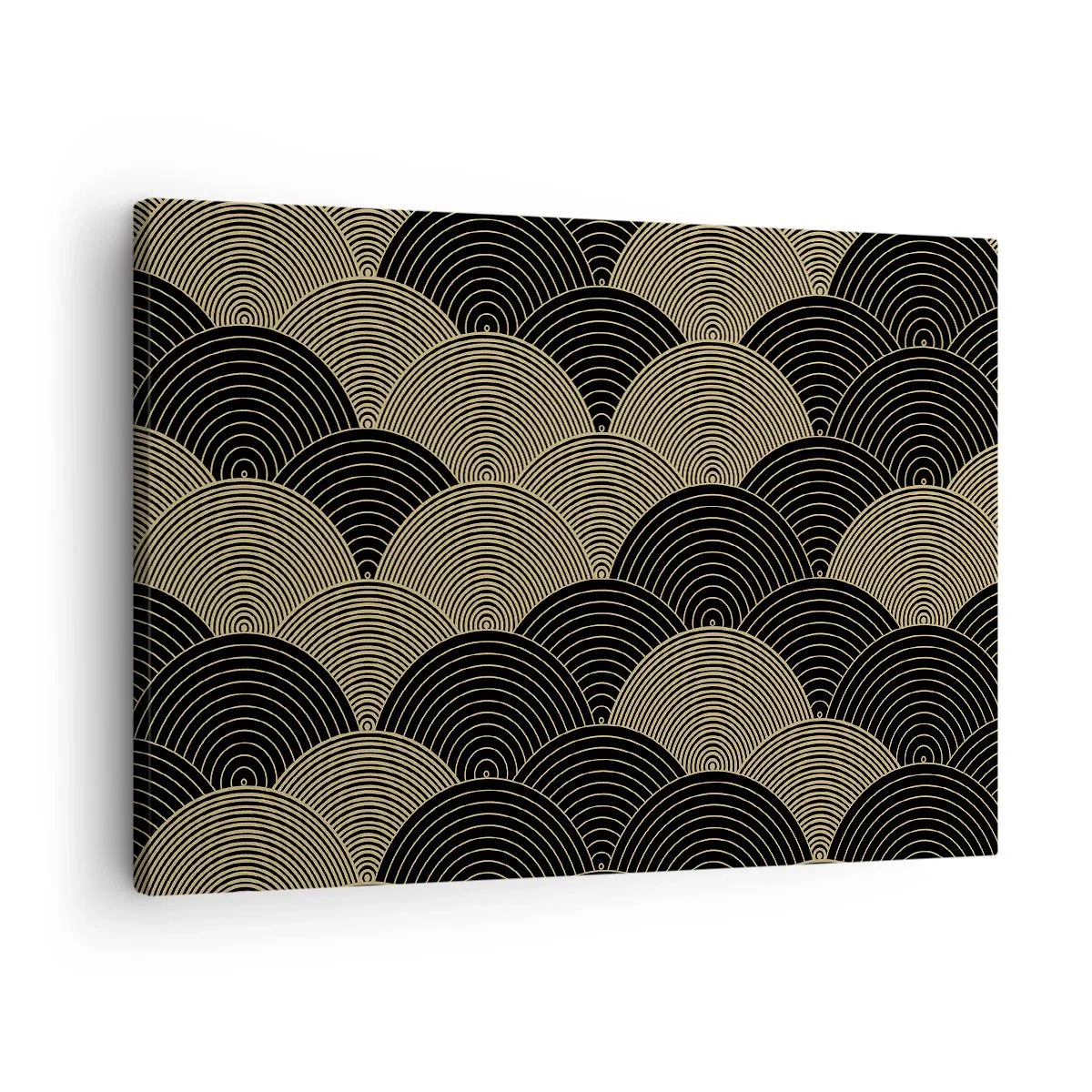 Obraz na płótnie - Wzór w stylu art deco z półokręgami i złotymi liniami - 70x50cm - Jedność w wielości - Nowoczesna dekoracja ścienna do salonu i sypialni ARTTOR