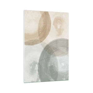 Obraz na szkle - Abstrakcyjna kompozycja w pastelowych barwach z liniami - 70x100cm - Przenikanie światów - Nowoczesna dekoracja ścienna do salonu i sypialni ARTTOR