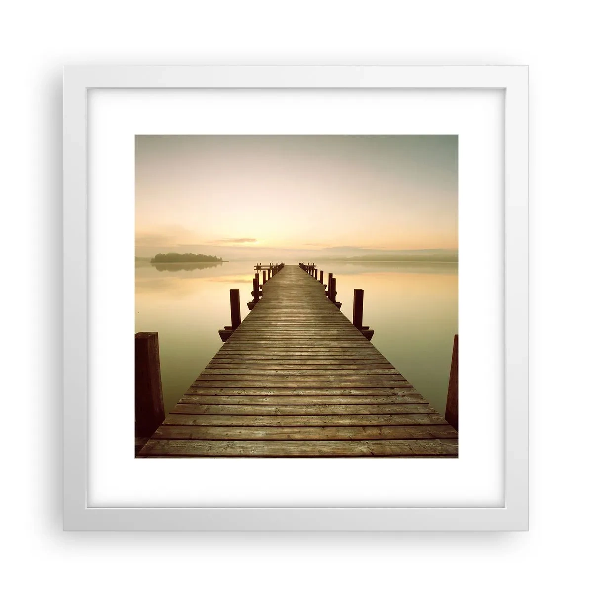 Plakat w białej ramie - Przedświt, świtanie, światło - 30x30 cm