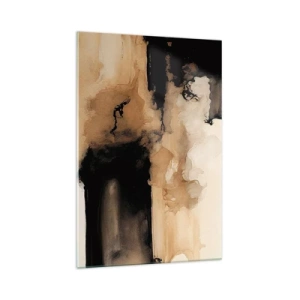 Obraz na szkle - Abstrakcyjna kompozycja w odcieniach brązu i czerni - 70x100cm - Abstrakcja intrygująca - Nowoczesna dekoracja ścienna do salonu i sypialni ARTTOR