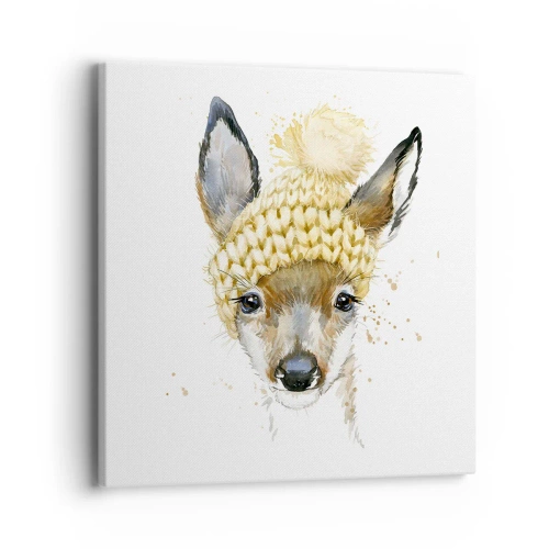 Obraz na płótnie - Na zimę w śnieżnym lesie - 40x40 cm